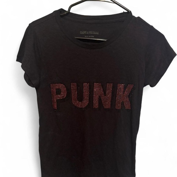 Zadig & Voltaire Black Skinny 3D Punk Rhinestone TShirt - Picture 2 of 6